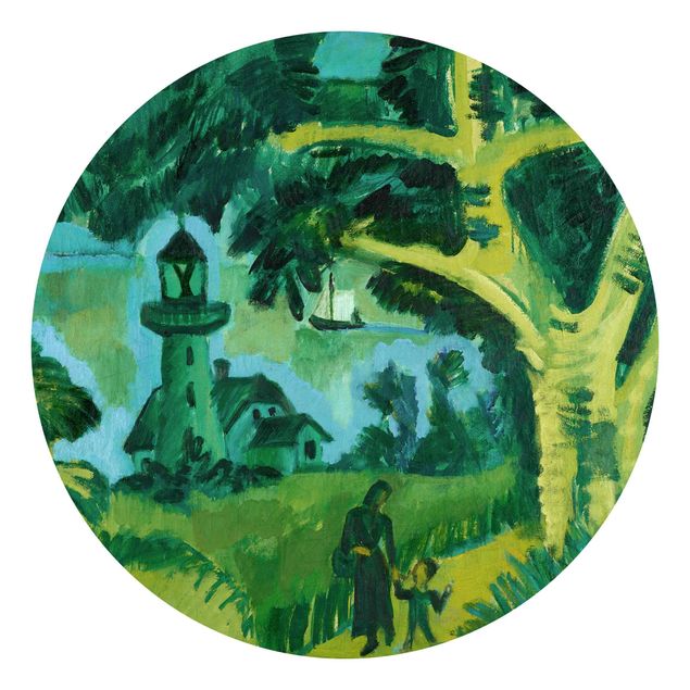 Self-adhesive round wallpaper - Ernst Ludwig Kirchner - Lighthouse On Fehmarn