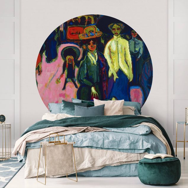 Self-adhesive round wallpaper - Ernst Ludwig Kirchner - Street in Dresden