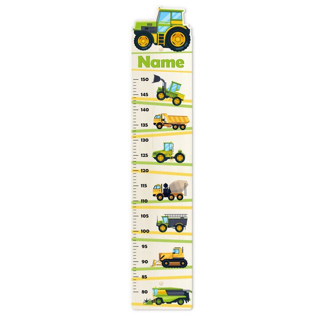 Wooden height chart for kids - Harvester Tractor and Co. with custom name