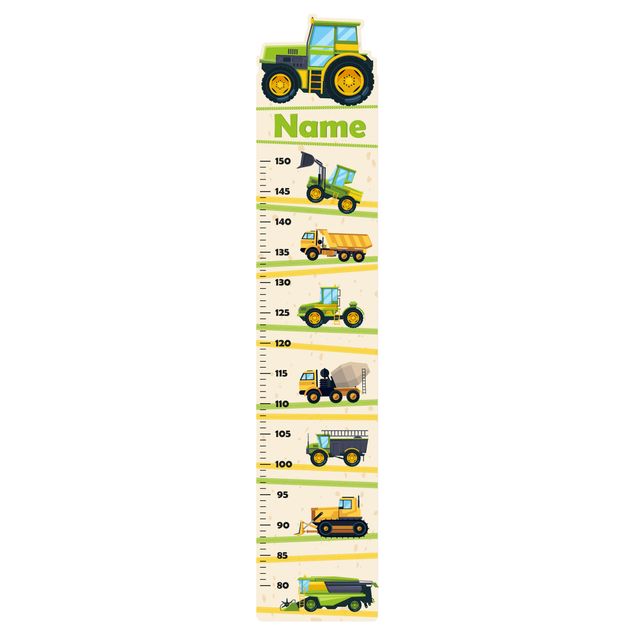 Wall sticker height chart for kids - Harvester Tractor and Co. with custom name