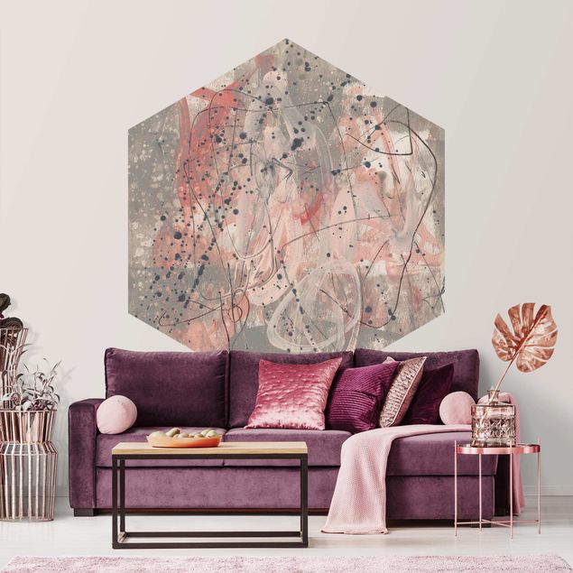 Self-adhesive hexagonal pattern wallpaper - Blush I