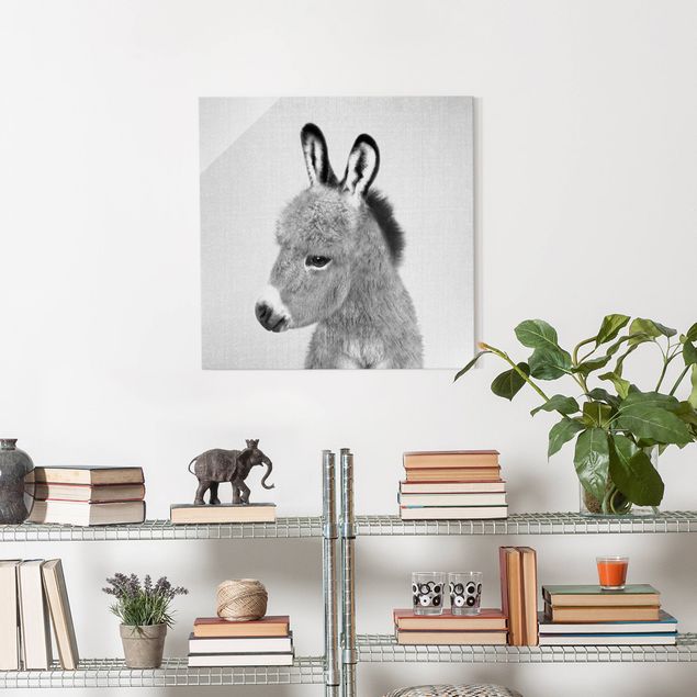 Glass print - Donkey Ernesto Black And White