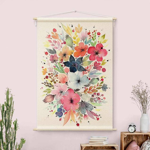tapestry wall hanging Esther Meinl - Colourful Watercolour Flowers