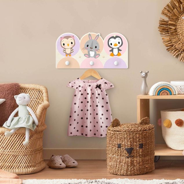 Coat rack for children - Owl Bunny Penguin