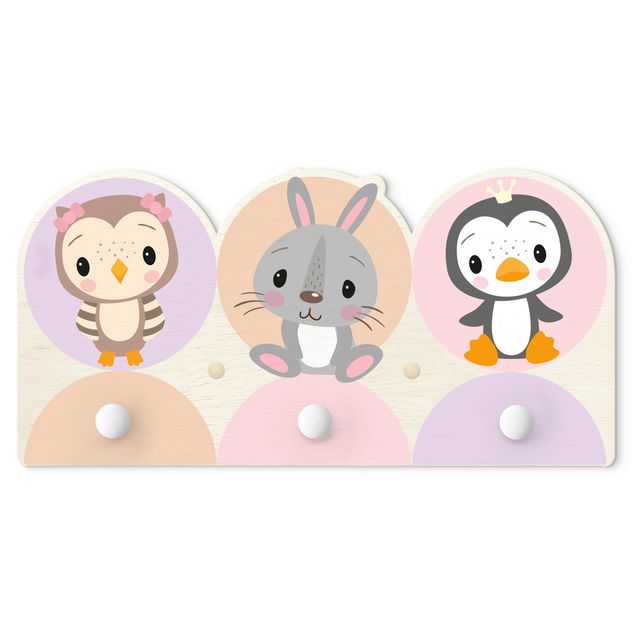 Coat rack for children - Owl Bunny Penguin