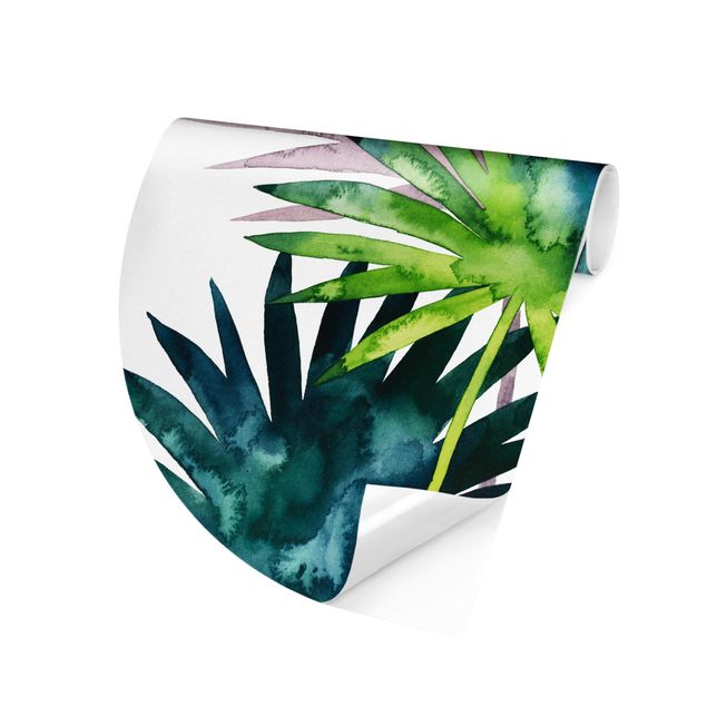 Self-adhesive round wallpaper - Exotic Foliage - Fan Palm