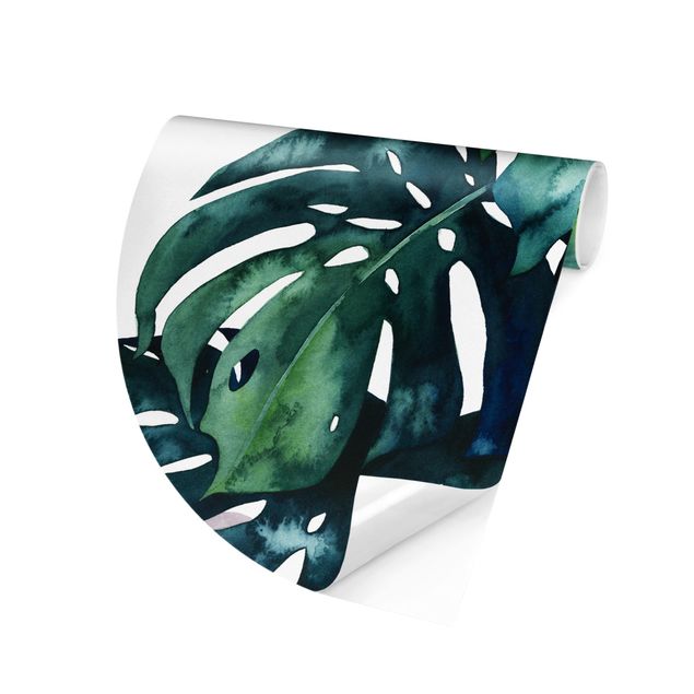 Self-adhesive round wallpaper - Exotic Foliage - Monstera