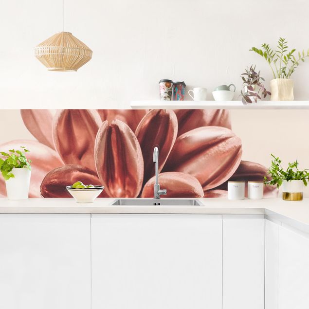 Kitchen wall cladding - Dahlia In Copper Gold