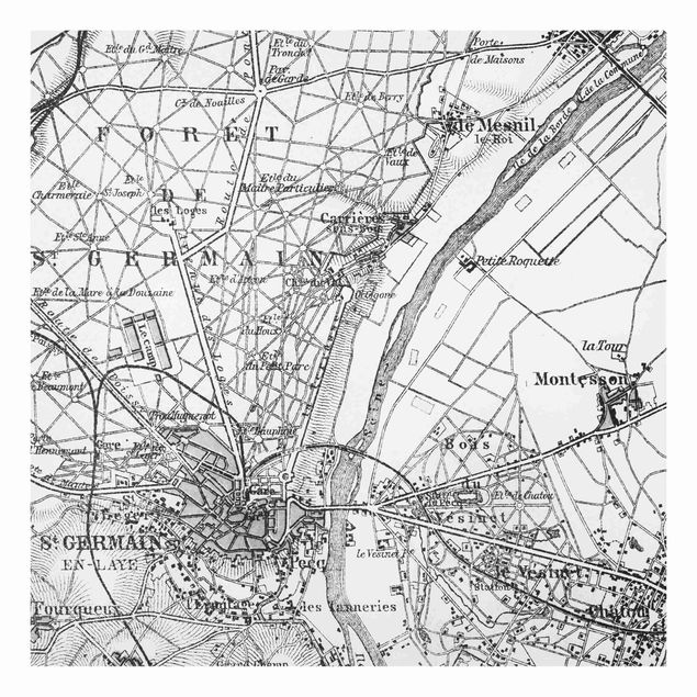 Splashback - Vintage Map St Germain Paris - Square 1:1