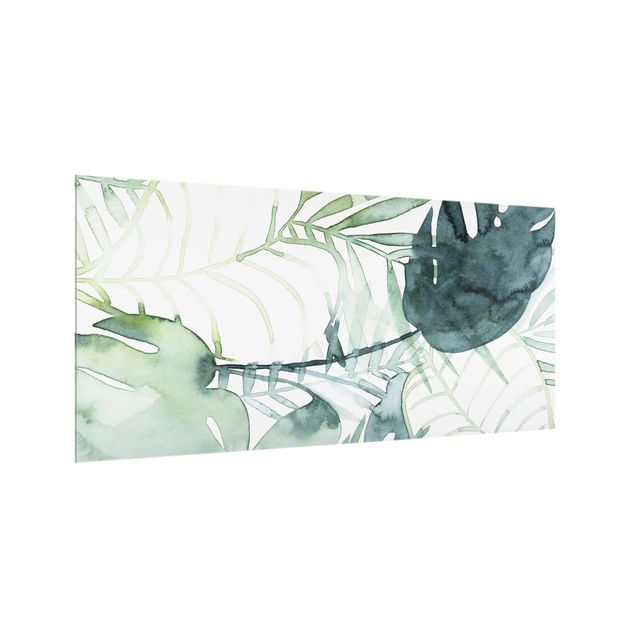 Glass splashback kitchen Palm Fronds In Water Color II