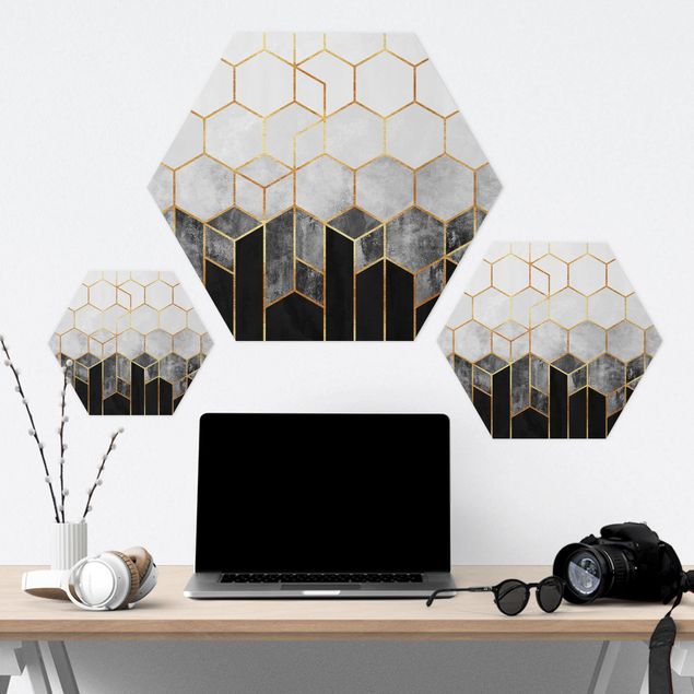 Forex hexagon - Golden Hexagons Black And White