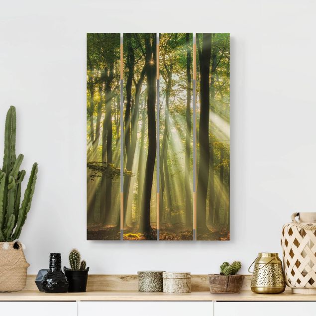 Print on wood - Sunny Day In The Forest
