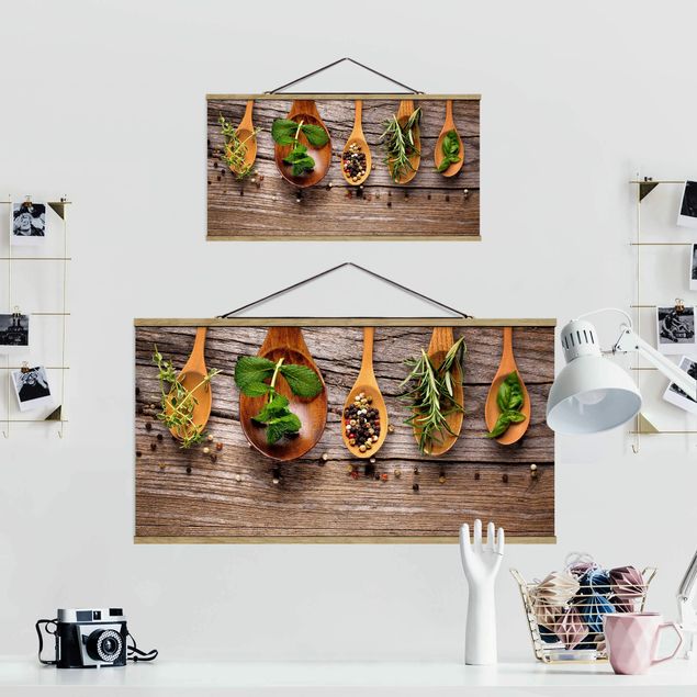 Fabric print with poster hangers - Herbs And Spices