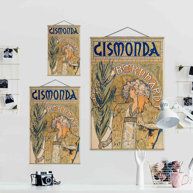 Fabric print with poster hangers - Alfons Mucha - Poster For The Play Gismonda