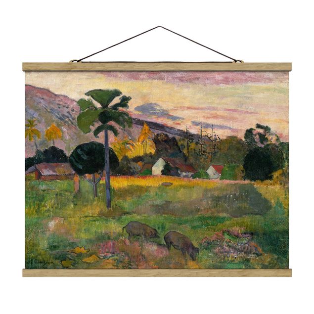 Fabric print with poster hangers - Paul Gauguin - Haere Mai (Come Here)