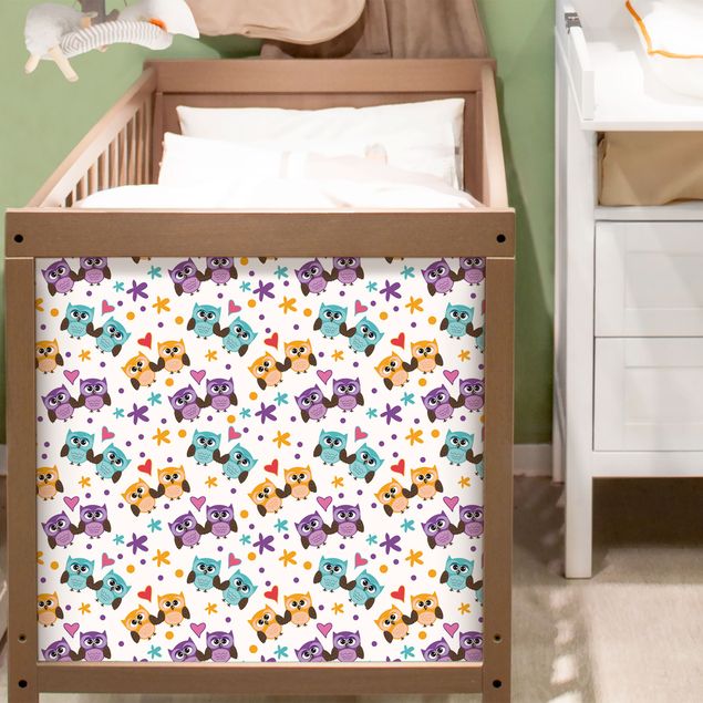 Adhesive film for furniture - Sweet Child Pattern With Owls In Love