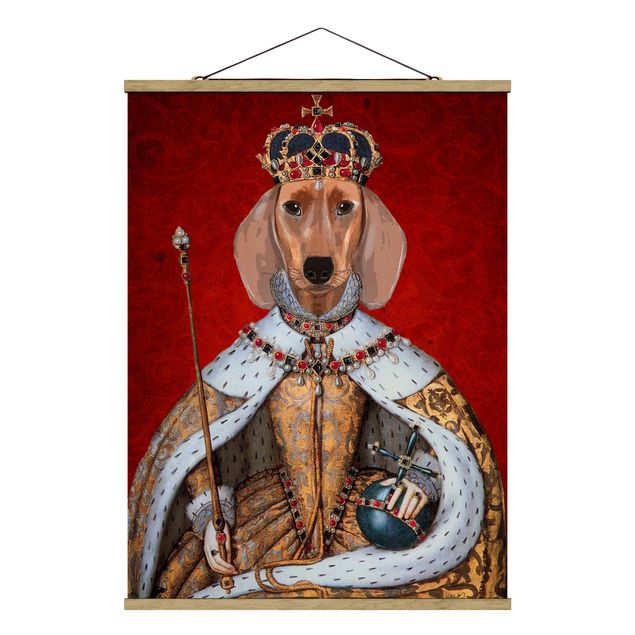 Fabric print with poster hangers - Animal Portrait - Dachshund Queen