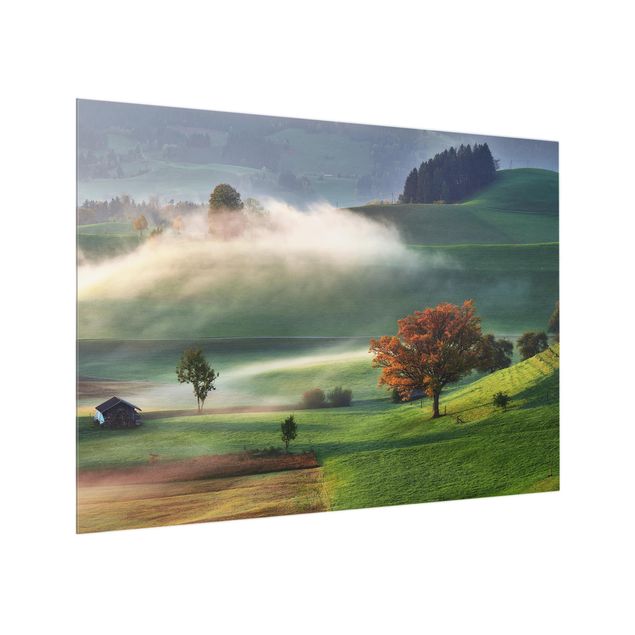 Glass Splashback - Misty Autumn Day In Switzerland - Landscape 3:4