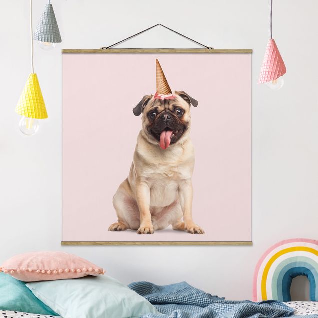 Fabric print with poster hangers - Mops With Ice Cream Cone