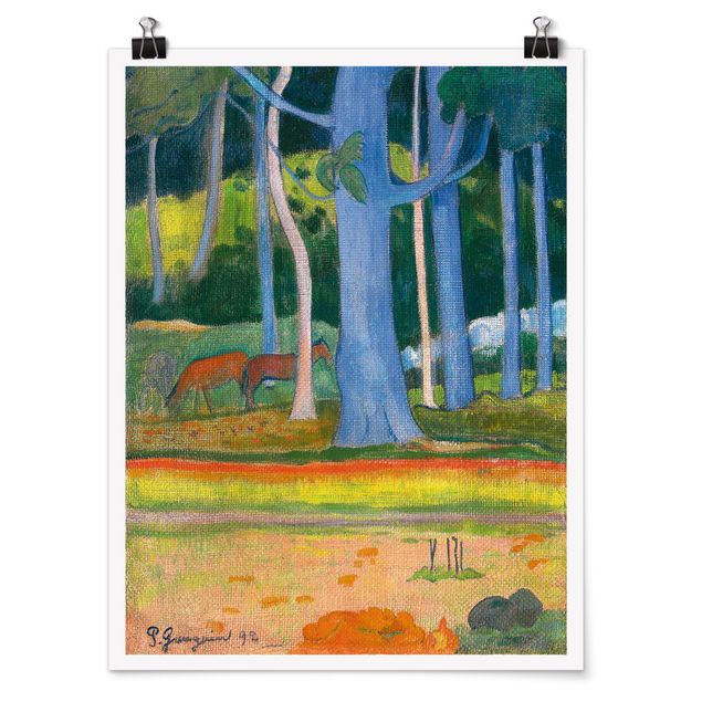 Poster art print - Paul Gauguin - Landscape with blue Tree Trunks