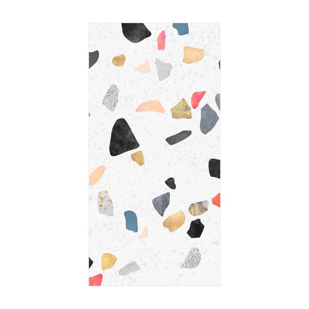 Abstract rugs White Terrazzo With Gold Stones