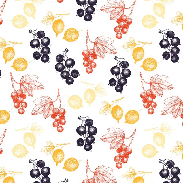 Adhesive film for furniture - Hand Drawn Berry Pattern For Kitchen