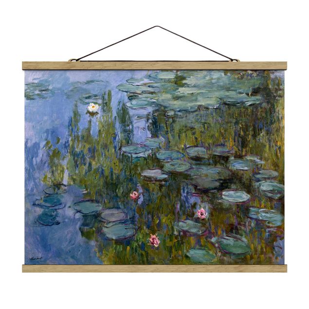 Fabric print with poster hangers - Claude Monet - Water Lilies (Nympheas)