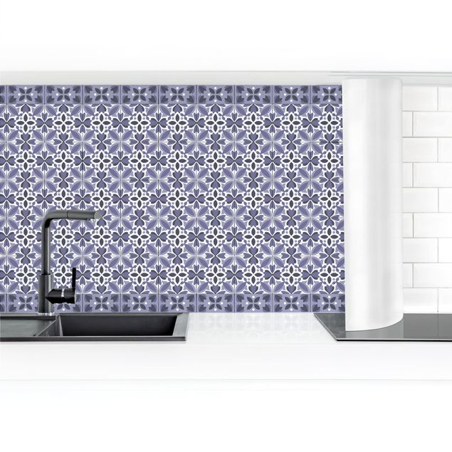 Kitchen wall cladding - Geometrical Tile Mix Blossom Purple