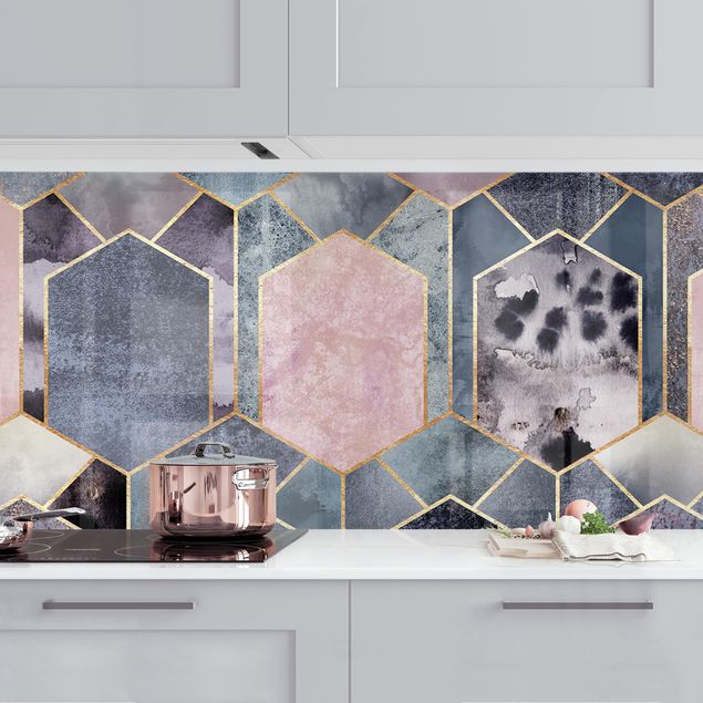 Kitchen splashback patterns Art Deco Marble Gold