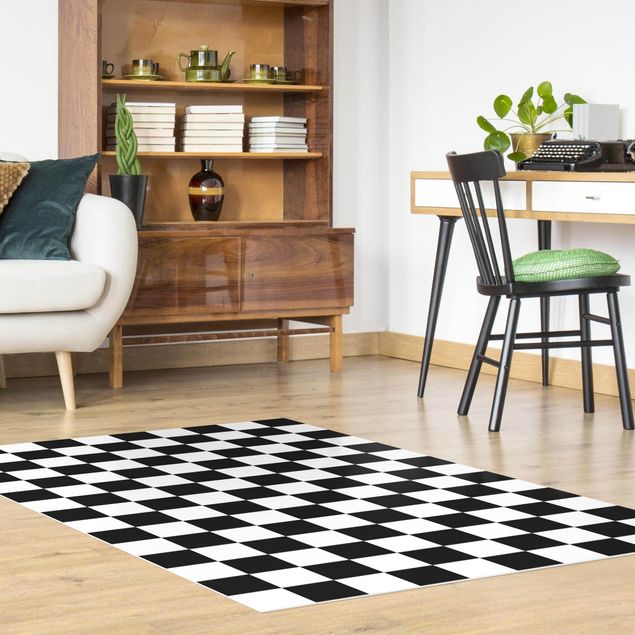Outdoor rugs Geometrical Pattern Chessboard Black And White