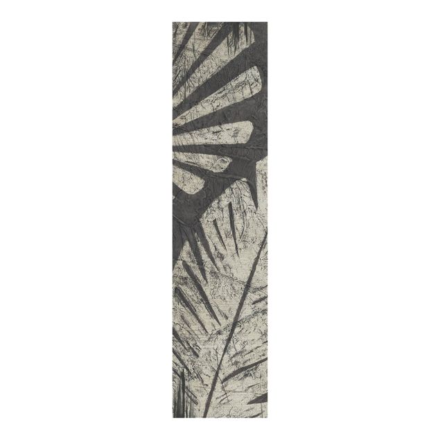 Sliding panel curtains set - Palm Leaves Dark Grey Backdrop