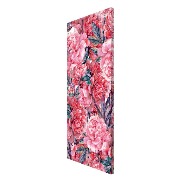 Magnetic memo board - Delicate Watercolour Red Peony Pattern