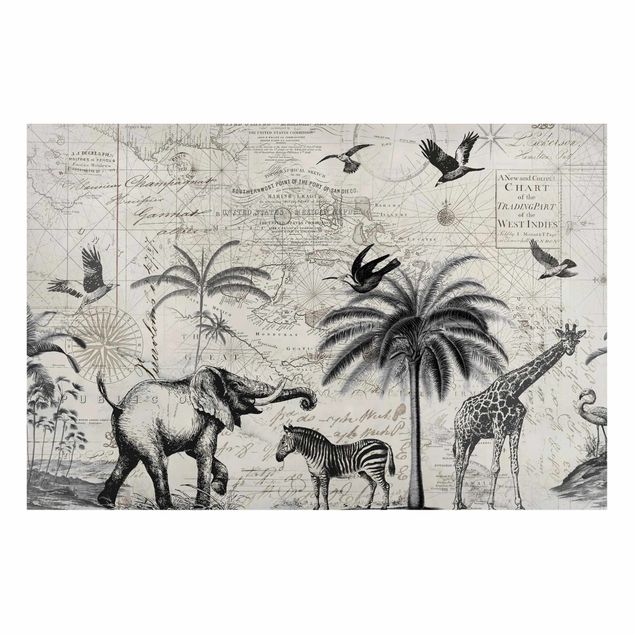 Magnetic memo board - Vintage Collage - Exotic Map