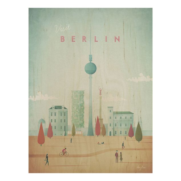 Print on wood - Travel Poster - Berlin