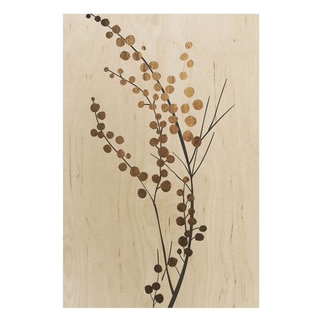 Print on wood - Graphical Plant World - Berries Gold