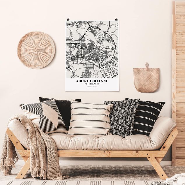 Poster city, country & world maps - Amsterdam City Map - Classic