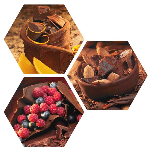 Alu-Dibond hexagon - Chocolate With Fruit And Almonds