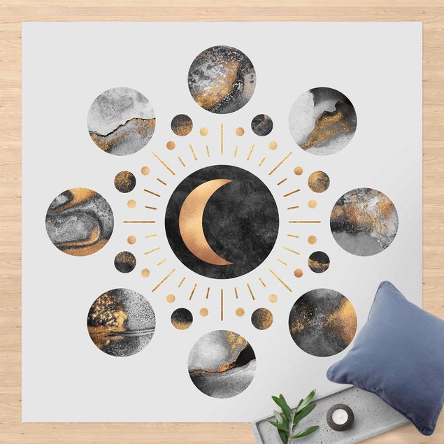Balcony rugs Moon Phases Abstract Gold