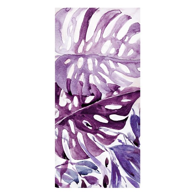 Magnetic memo board - Watercolour Tropical Leaves With Monstera In Aubergine