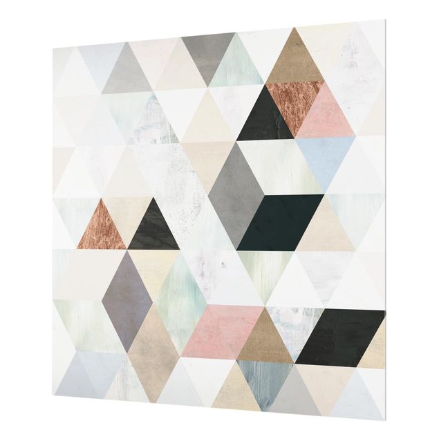 Glass Splashback - Watercolor Mosaic With Triangles I - Square 1:1