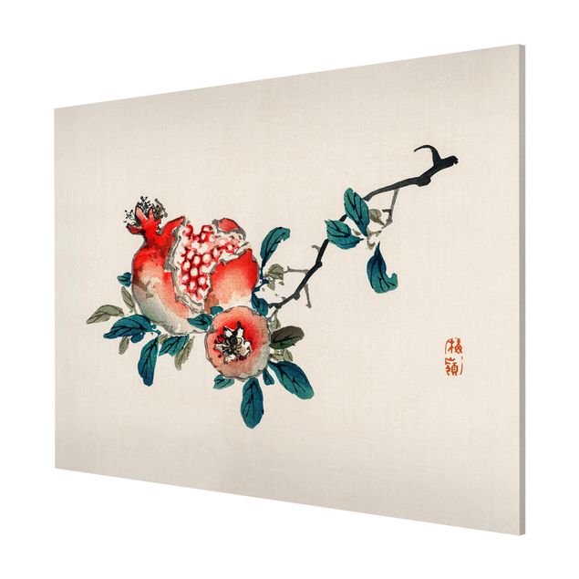 Magnetic memo board - Asian Vintage Drawing Pomegranate