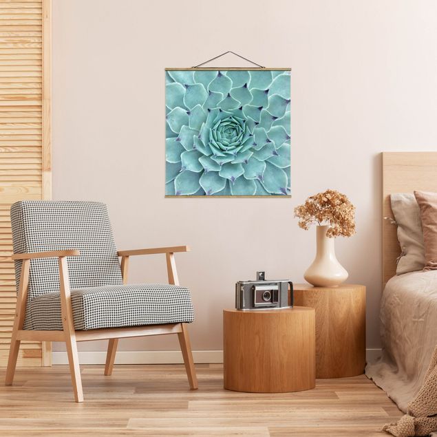 Fabric print with poster hangers - Cactus Agave