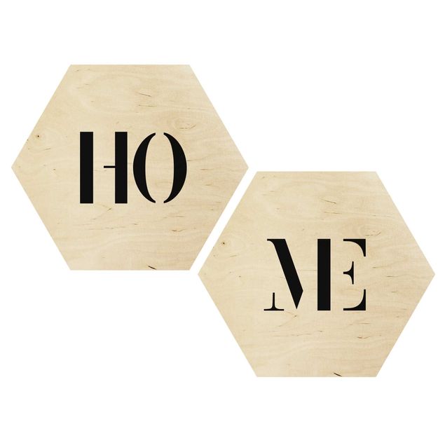 Wooden hexagon - Letters HOME Black Set I