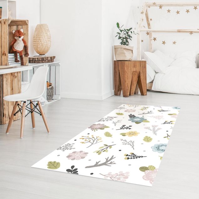 outdoor patio rugs Scandinavian Branches And Flowers