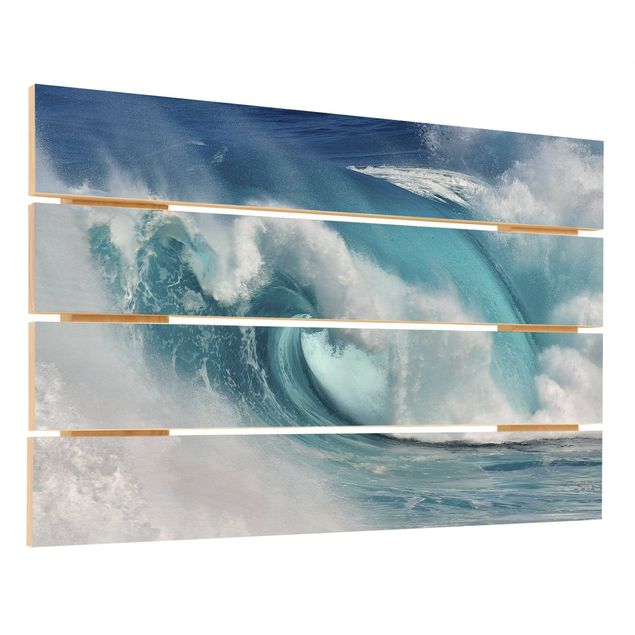 Print on wood - Raging Waves