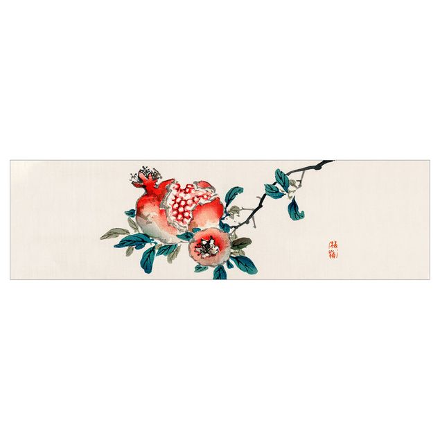 Kitchen wall cladding - Asian Vintage Drawing Pomegranate