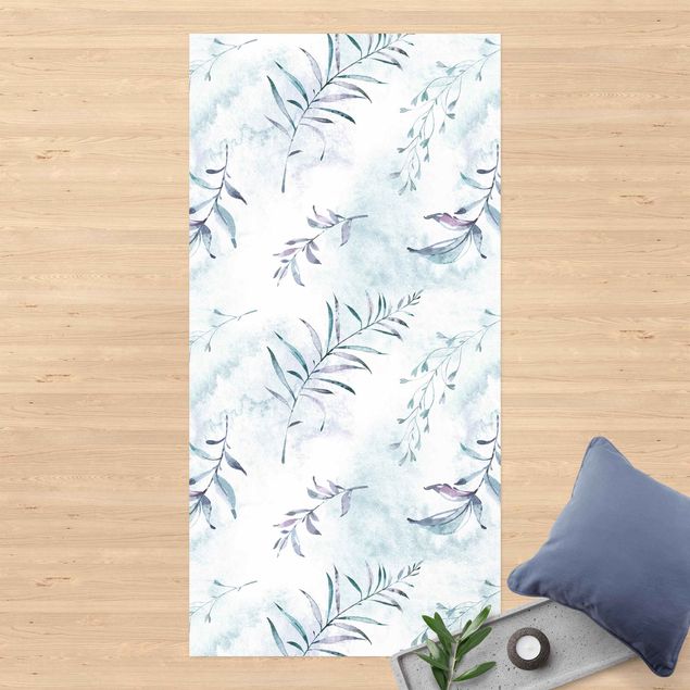 balcony mat Watercolour Branches In Mint Blue