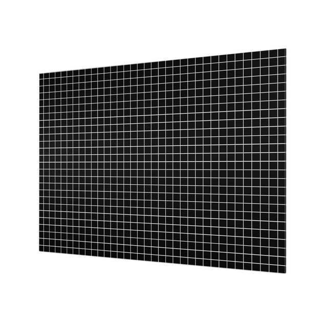 Glass Splashback - Mosaic Tiles Black Matt - Landscape 3:4