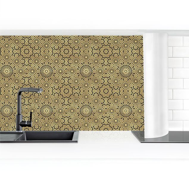 Kitchen wall cladding - Oriental Pattern With Golden Stars