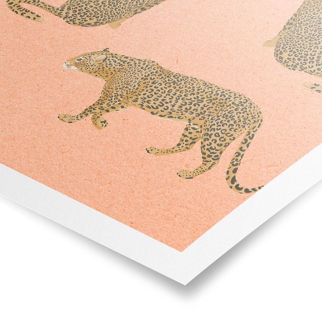 Poster - Illustration Leopard Pink Painting